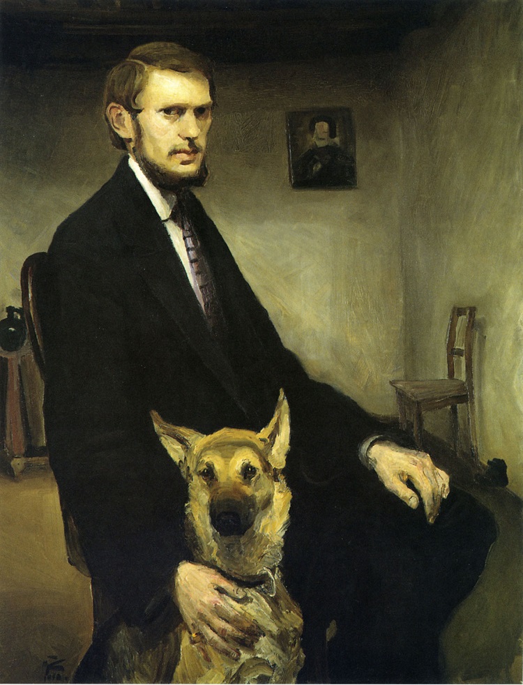 Miroslav Kraljević Autoritratto con cane, 1910. olio su tela, cm 111,7 x 85,7-Galleria d'Arte Moderna di Zagabria