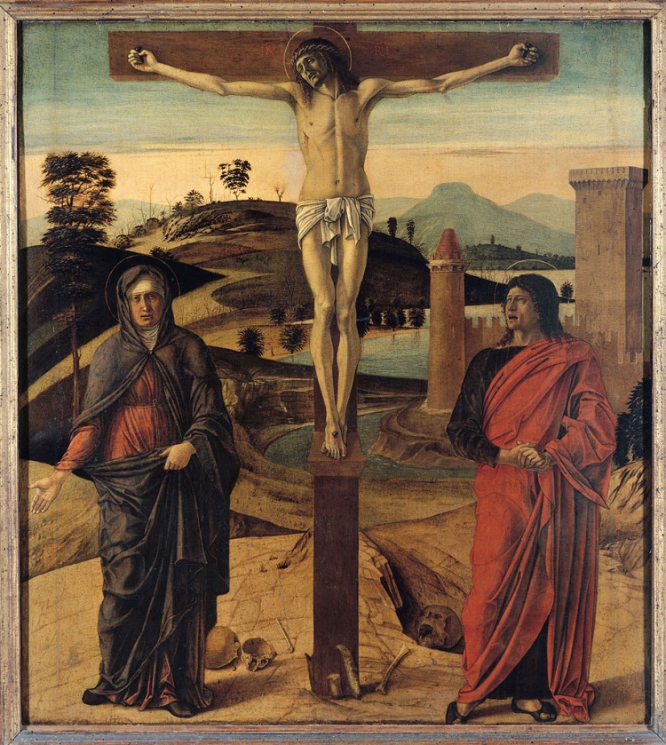 Giovanni Bellini. Cristo crocifisso tra la Vergine e san Giovanni Evangelista Parigi Louvre