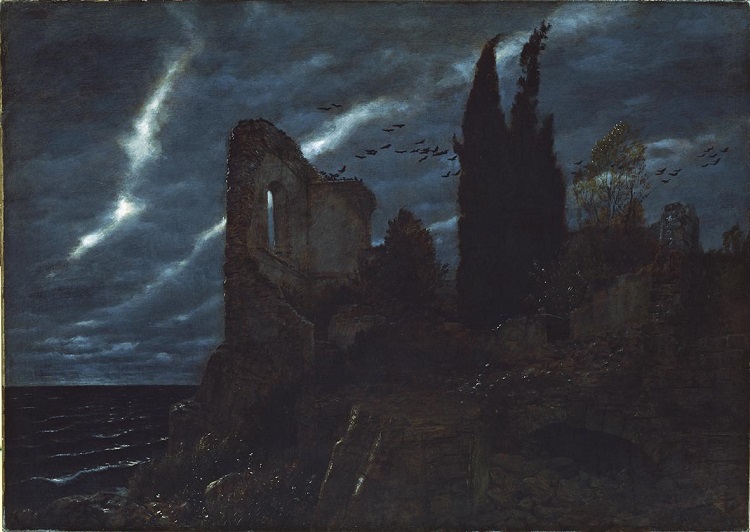 Arnold Böcklin: Ruine am Meer (Rovina sul mare), 1880. Olio su tela 