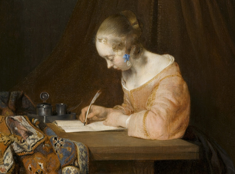 Gerard Ter Borch, Donna che scrive una lettera, 1655 circa(dettaglio)