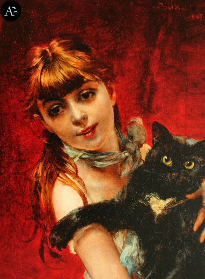 Giovanni Boldini | Fanciulla con gatto nero
