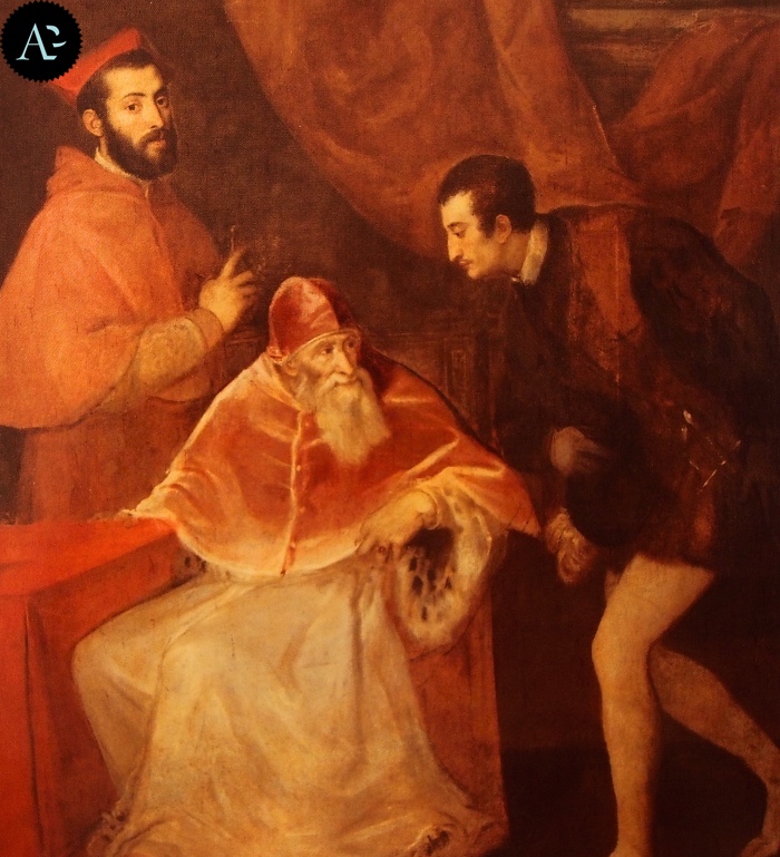 Tiziano Vecellio | Paolo III Farnese con i nipoti Alessandro e Ottavio Farnese