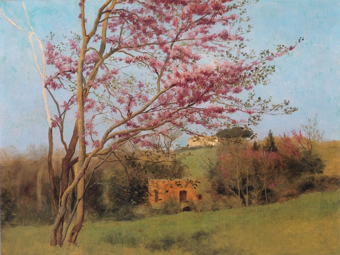 John William Godward | Landscape Blossoming Red Almond