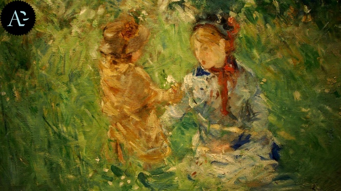 Berthe Morisot | donna e bambina su un prato