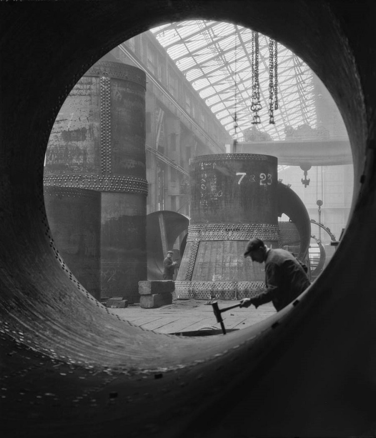 Rotary Kilns Under Construction in the Boiler Shop,  Vickers-Armstrongs Steel Foundry, Tyneside,1928, England  Modern Digital Print © E.O. Hoppé Estate Collection / Curatorial Assistance