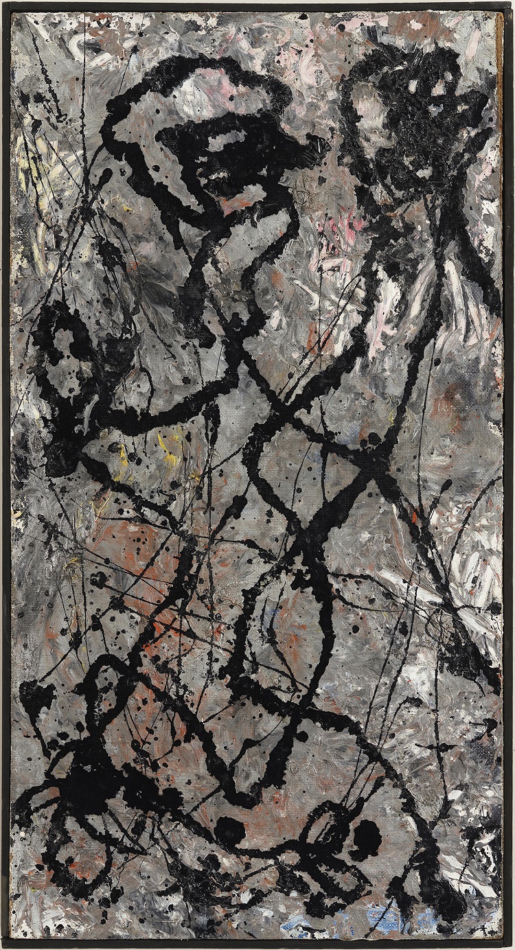 Jackson Pollock  Composition with Black Pouring, 1947  olio e smalto su tela, montata su masonite, The Olnick Spanu Collection