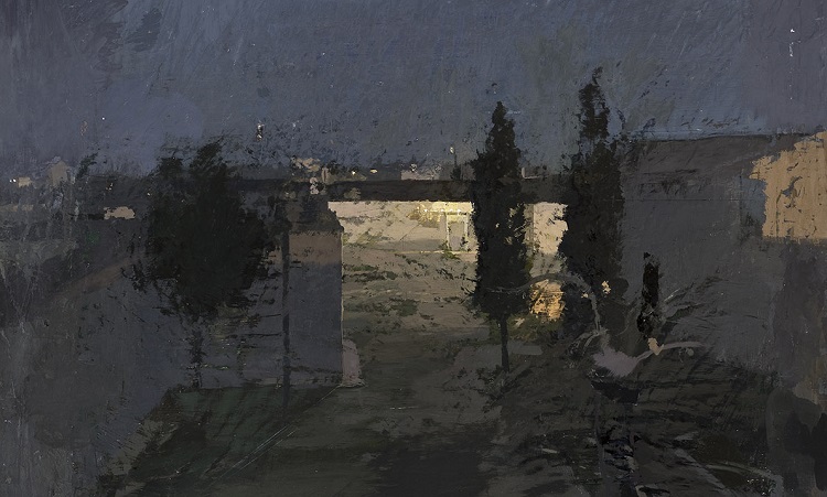 Antonio López García, Tomelloso, giardino di notte, 1980 olio su tavola, cm 99 x 82 Madrid, Fundación Obra Social y Monte de Piedad