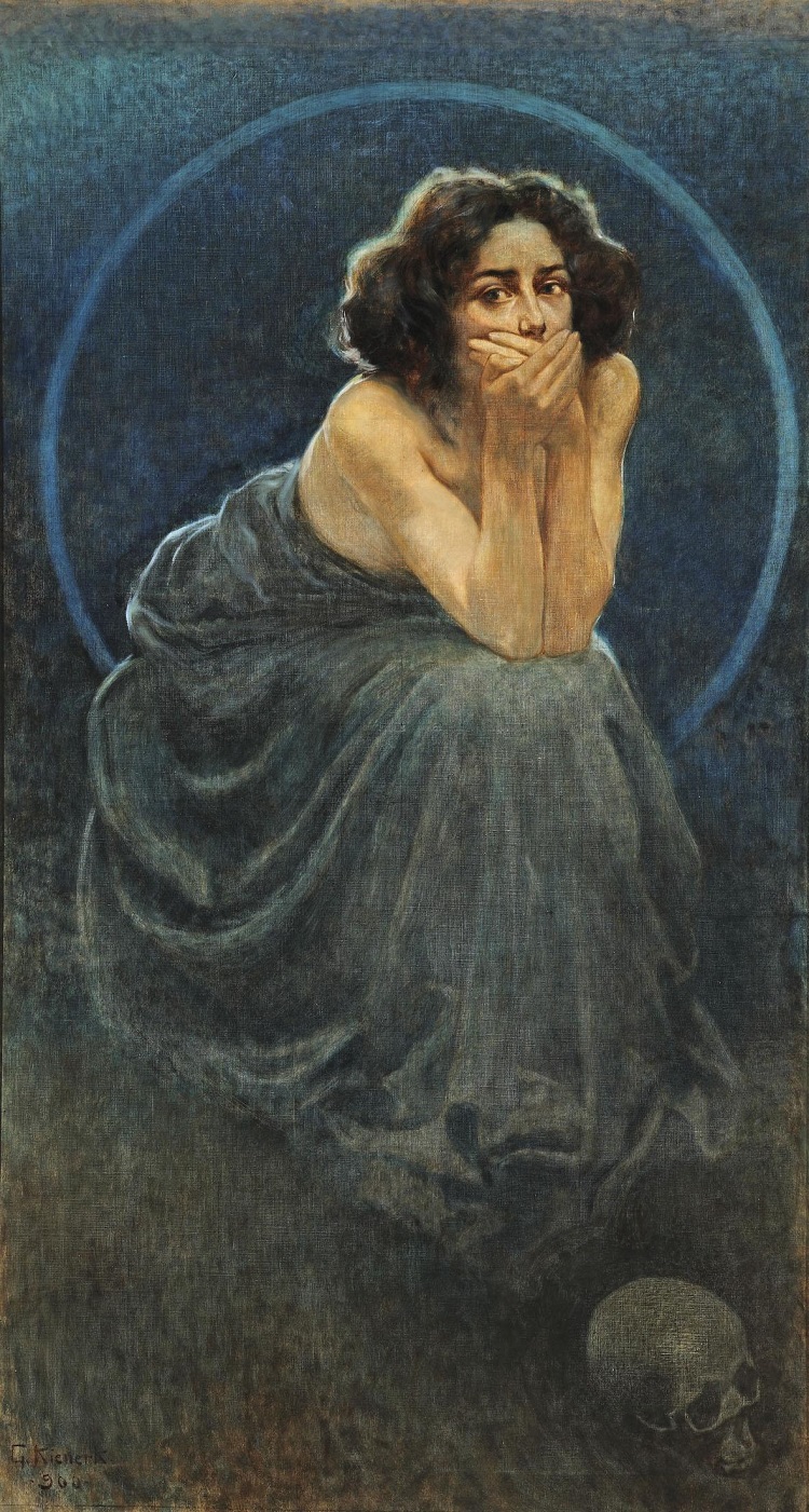 Giorgio Kienerk: L’enigma umano: il dolore, il silenzio, il piacere (part. del trittico) post 1900 olio su tela Pavia, Musei Civici 