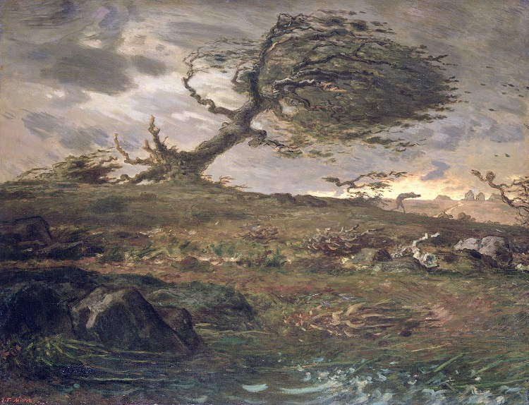 Jean-François Millet, Raffica di vento dopo il tramonto, 1871-1873 olio su tela, cm 90,5 x 117,5 Cardiff, Ar fenthyg gan/prestito dell’Amgueddfa Cymru-National Museum Wales