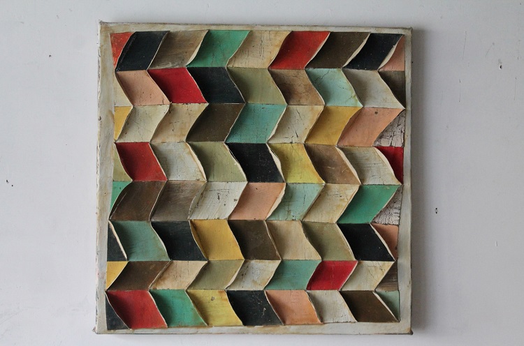Marco Ferri, Avevamo gli occhi belli, 2012, tecnica mista su cartone, poliuretano e legno, cm. 65x65