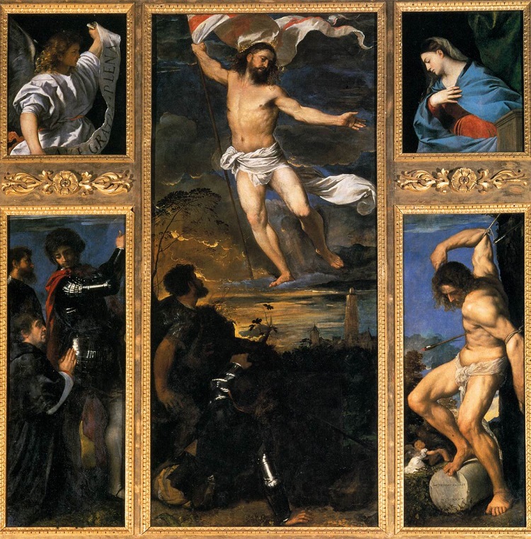 Polittico Averoldi. Tiziano Vecellio , olio si Tavola. Collegiata dei Santi Nazaro e Celso, Brescia (1520-1522)