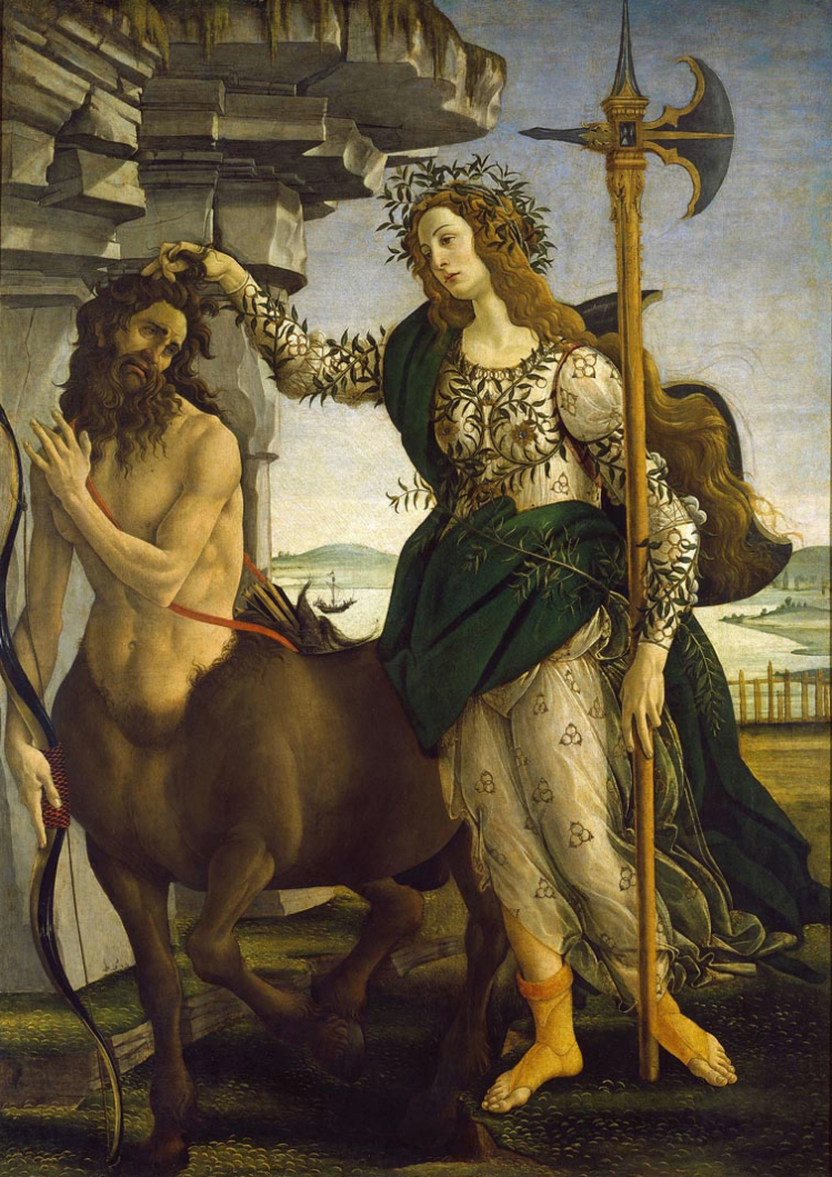 Botticelli, Sandro (1445-1510): Pallas and the Centaur. Florence, Galleria degli Uffizi*** Permission for usage must be provided in writing from Scala. ***