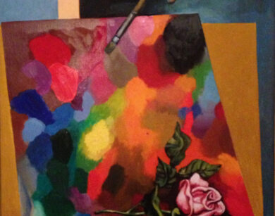 Renato Guttuso La mano e la rosa 1972 olio su tela cm. 70x50 2