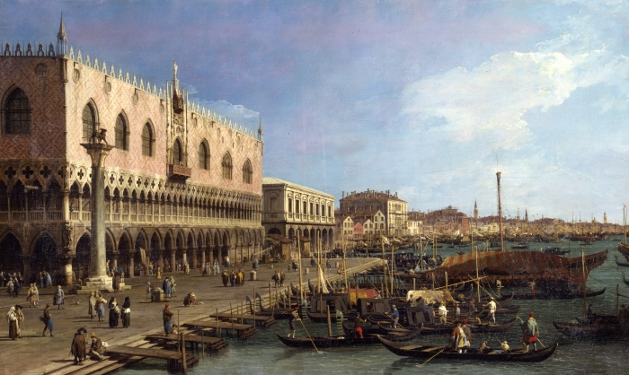 Canaletto | Il molo verso est con la colonna di S. Marco