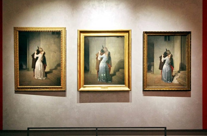 Kiss by Hayez| three versions