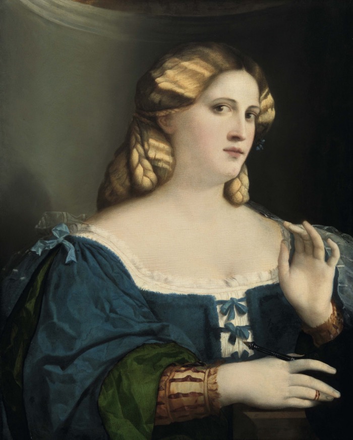 Palma il Vecchio | Giovane donna in abito blu