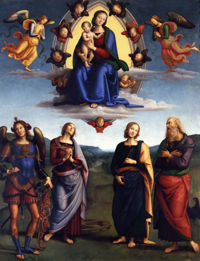 Perugino | Madonna col Bambino in gloria e i Santi Giovanni Evangelista