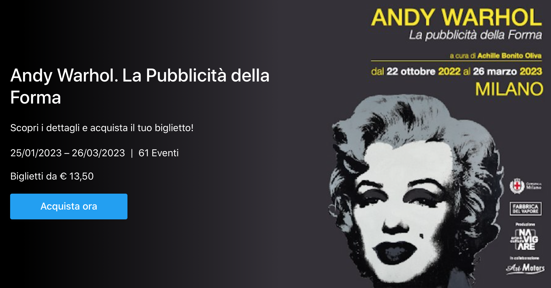 img Andy Warhol Milano biglietti