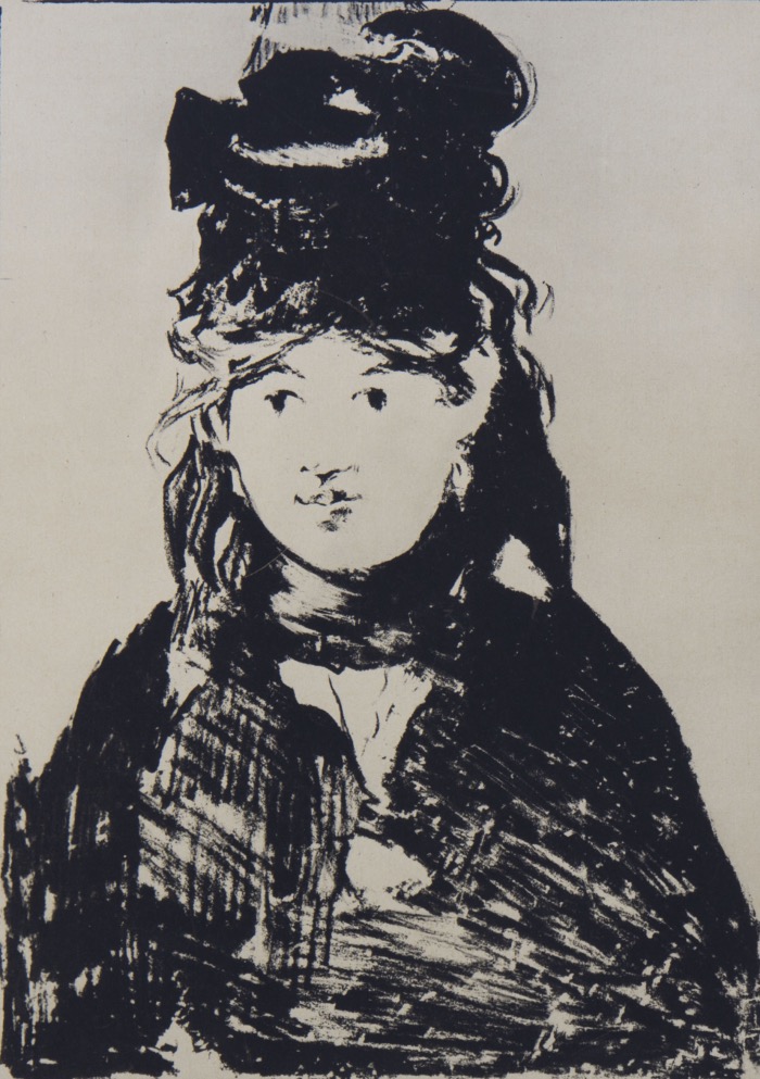 ÈDOUARD MANET, Portrait de Berthe Morisot. Héliogravure da litografia. 16,5x23,5 cm. Litografia del 1872. Ed. 1939