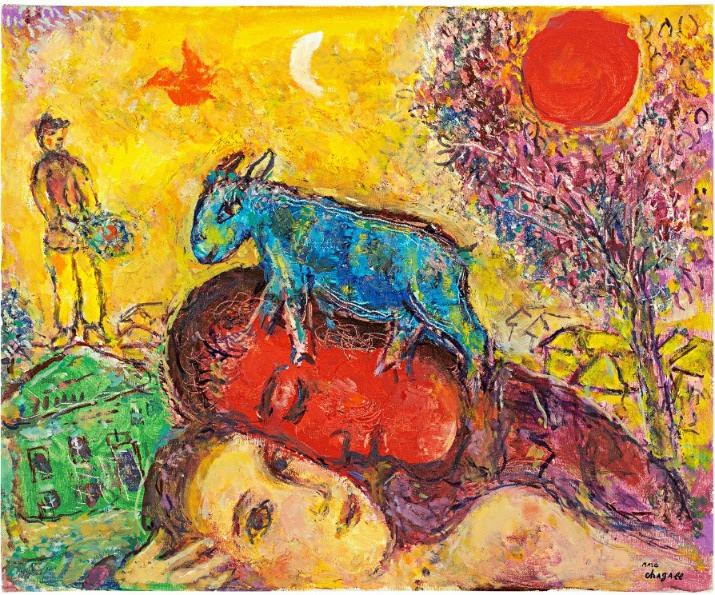 Marc Chagall | The Lover with the Red Profile and the Blue Donkey