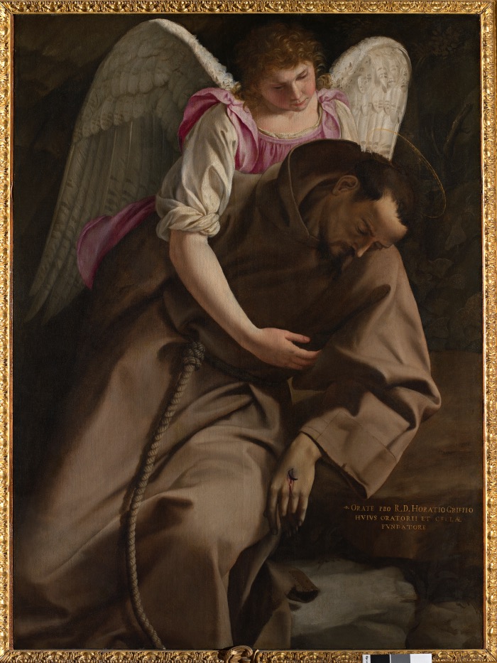 Gentileschi, Orazio (1562-1647): Saint Francis Held by an Angel Rome Galleria Nazionale d'Arte Antica *** Permission for usage must be provided in writing from Scala.