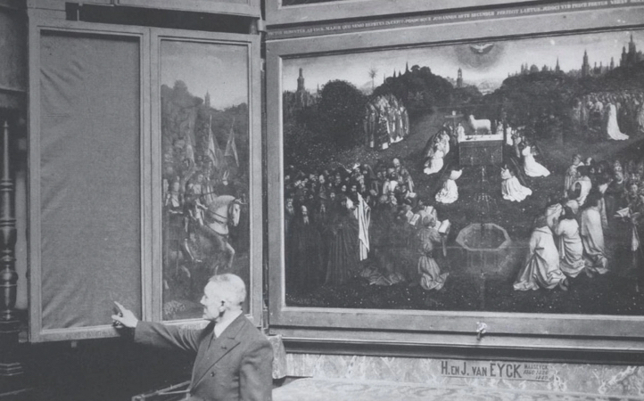 pannello Giudici Giusti rubato dal Polittico Agnello Mistico Cattedrale San Bavone