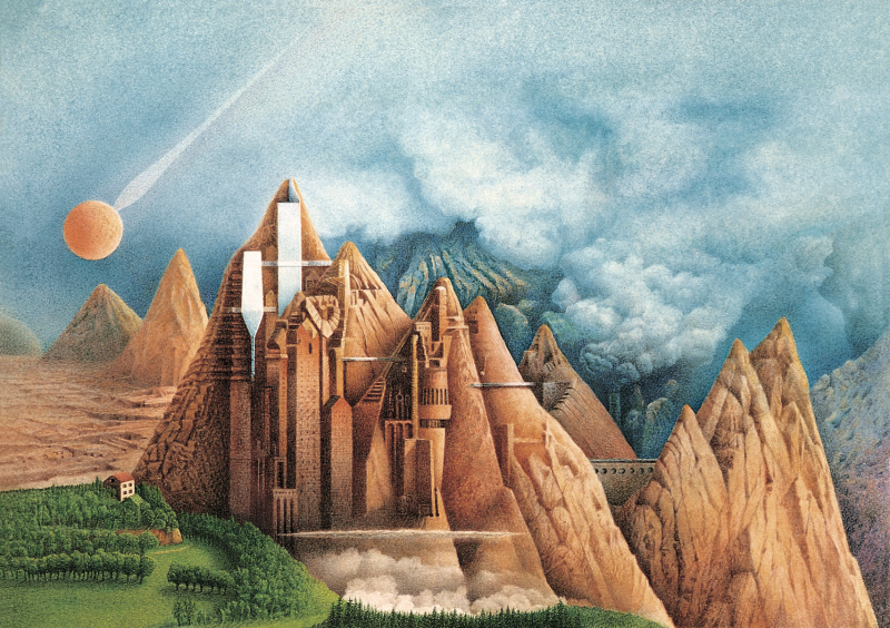 Massimo Scolari 1994 ALLA FINE DELLA STORIA watercolor on card